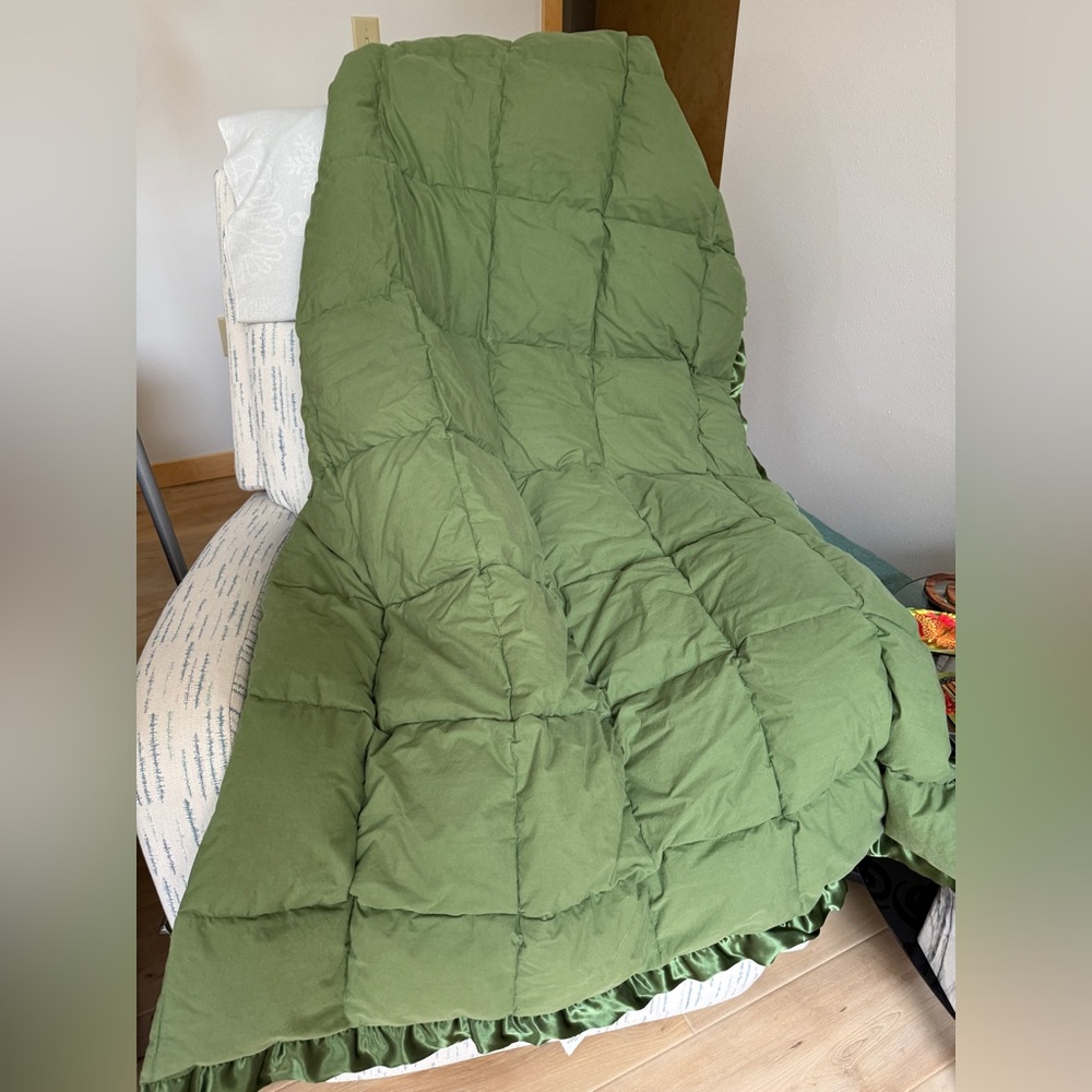The Company Store Green Down Throw - Picture 3 of 5